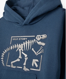 sweat a capuche en molleton doux et imprime garcon bleu sweatsF220301_2
