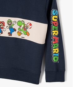 sweat a capuche en molleton doux imprime garcon - super mario bleu sweatsF220601_2