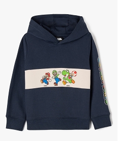 sweat a capuche en molleton doux imprime garcon - super mario bleu sweatsF220601_4