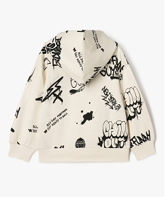 sweat a capuche oversize motifs graffitis garcon beige sweatsF221001_3