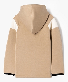 sweat zippe a capuche en maille stretch garcon beige sweatsF221601_4