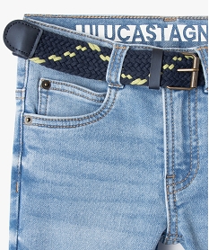 jean slim stretch a taille ajustable avec ceinture tressee garcon - lulucastagnette bleu jeansF222301_2