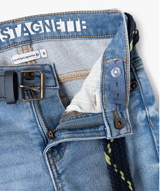jean slim stretch a taille ajustable avec ceinture tressee garcon - lulucastagnette bleu jeansF222301_3