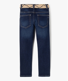jean slim stretch a taille ajustable avec ceinture tressee garcon - lulucastagnette gris jeansF222401_3