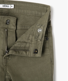 pantalon uni extensible coupe slim garcon vert pantalonsF224301_2