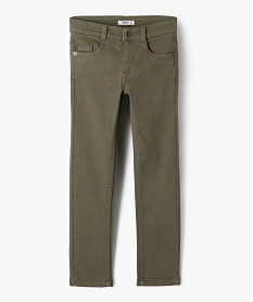 pantalon uni extensible coupe slim garcon vert pantalonsF224301_4