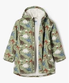 manteau a capuche impermeable double peluche garcon vert vestes manteaux et blousonsF225501_2