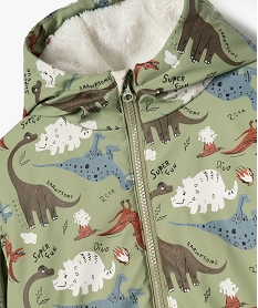 manteau a capuche impermeable double peluche garcon vert vestes manteaux et blousonsF225501_3