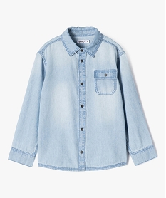 GEMO Chemise manches longues en toile de chambray fine garçon blanc chine