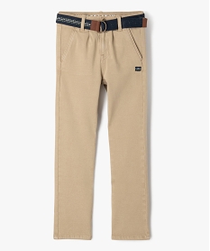 pantalon en maille look chino avec ceinture garcon - lulucastagnette beige pantalonsF226401_4