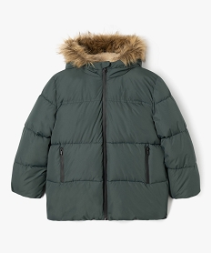 GEMO Blouson à capuche doublé fourrure imitation garçon Vert