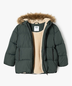 blouson a capuche double fourrure imitation garcon vert blousons et vestesF228601_3