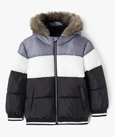 GEMO Blouson matelassé à capuche avec doublure polaire garçon Noir