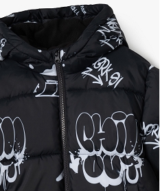 doudoune a capuche imprime et doublure polaire noir blousons et vestesF228901_2