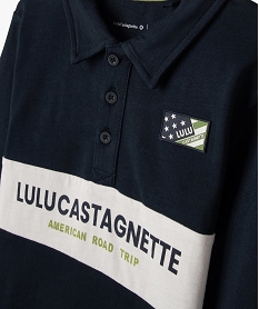 polo a manches longues bicolore garcon - lulucastagnette bleu polosF229401_2
