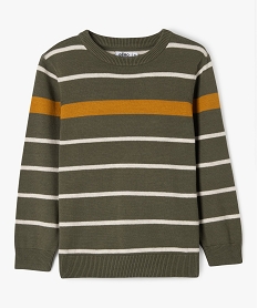 pull raye en coton garcon vert pullsF229601_4