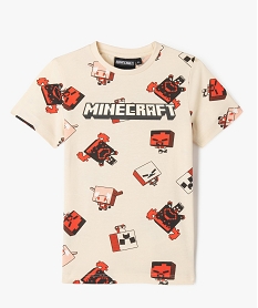 tee-shirt manches courtes imprime garcon - minecraft beige tee-shirtsF233001_4