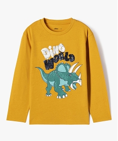 tee-shirt a manches longues avec motif dinosaures et sequins reversibles garcon jaune tee-shirtsF233101_2
