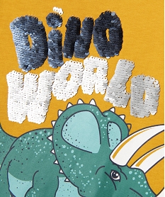 tee-shirt a manches longues avec motif dinosaures et sequins reversibles garcon jaune tee-shirtsF233101_3