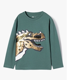 tee-shirt a manches longues avec motif dinosaures et sequins reversibles garcon vert tee-shirtsF233201_2