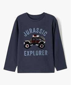 tee-shirt manches longues a motif voiture en sequins reversibles garcon bleu tee-shirtsF233301_4