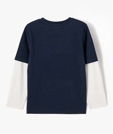 tee-shirt manches longues effet 2 en 1 garcon bleu tee-shirtsF235001_3