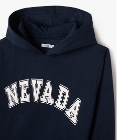 sweat a capuche avec inscription garcon bleu sweatsF236501_2
