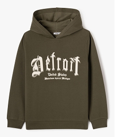 sweat a capuche avec inscription garcon vert sweatsF236701_4