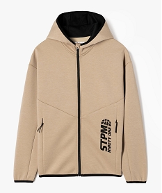 GEMO Sweat zippé à capuche en maille stretch garçon Beige