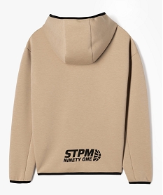 sweat zippe a capuche en maille stretch garcon beige sweatsF237701_4