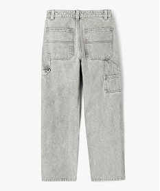 jean loose facon charpentier en denim delave garcon gris jeansF238801_4