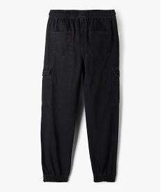 pantalon cargo en coton taille elastique garcon noir pantalonsF239801_3