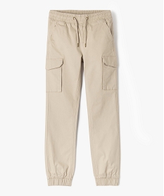 pantalon en toile coupe jogger slim garcon beige pantalonsF240101_4