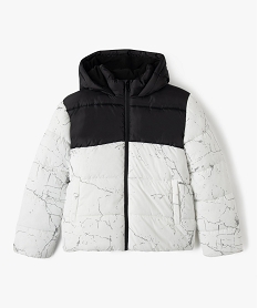 GEMO Blouson matelassé à capuche bicolore garçon Blanc
