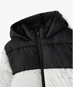 blouson matelasse a capuche bicolore garcon blanc blousons et vestesF243601_2