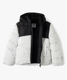 blouson matelasse a capuche bicolore garcon blanc blousons et vestesF243601_3