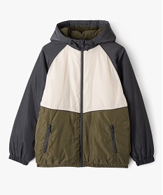 GEMO Blouson à capuche doublé polaire garçon kaki standard