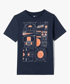 tee-shirt manches courtes en coton imprime garcon bleu tee-shirtsF248601_4