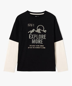 GEMO Tee-shirt à manches longues contrastantes coupe oversize garçon noir standard