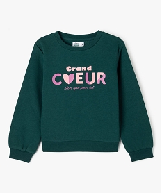 sweat molletonne avec motif girly fille vert sweatsF253101_1
