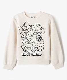 sweat molletonne avec motif girly fille beige sweatsF253201_1
