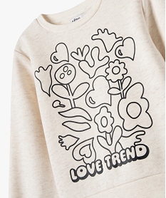 sweat molletonne avec motif girly fille beige sweatsF253201_2
