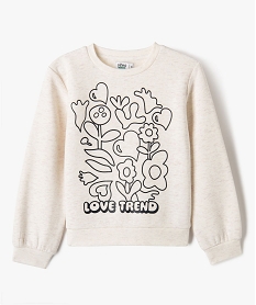 sweat molletonne avec motif girly fille beige sweatsF253201_4
