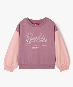 sweat bicolore avec inscription pailletee fille - barbie rose sweatsF253801_4