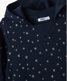 sweat a capuche avec encolure elastiquee fille bleu sweatsF254501_2