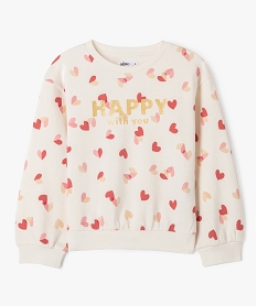 sweat molletonne a motifs fille beige sweatsF254701_4