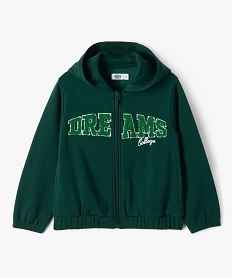GEMO Sweat à capuche zippé intérieur molletonné broderie bouclette fille vert standard