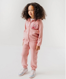 sweat a capuche zippe interieur molletonne broderie bouclette fille rose sweatsF255201_1