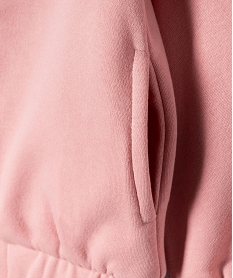 sweat a capuche zippe interieur molletonne broderie bouclette fille rose sweatsF255201_3