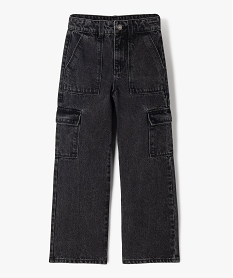 jean cargo straight avec taille ajustable fille noir jeansF255801_4